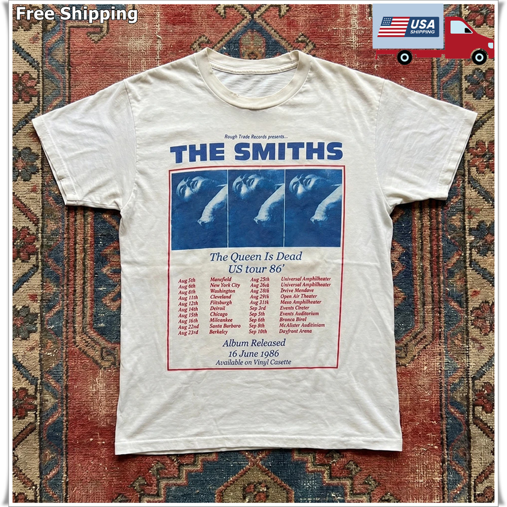 The Smiths ‘Queen Is Dead’ US Tour 86 Unisex White T-shirt, Size S-5XL