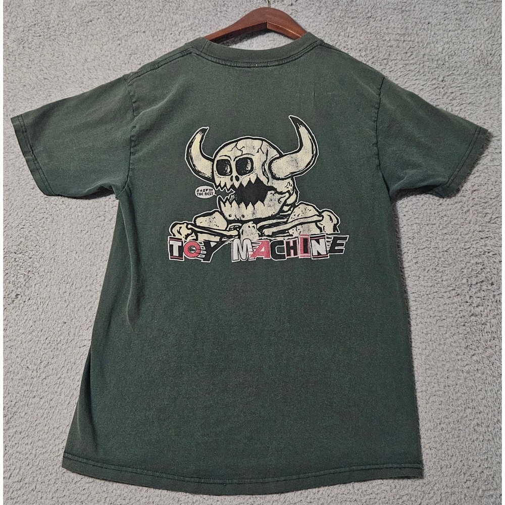 Independent Toy Machine T Shirt Green Short Sleeve Mens Small Faded Distresed
