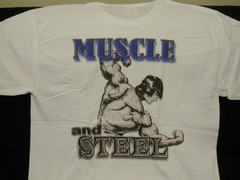 NEW Muscle & Steel : “DTG” PRINT On 100% COTTON WHITE T-SHIRT LARGE
