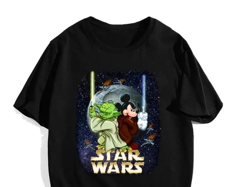 Star Wars Yoda Master Mickey Mouse Obi Wan Kenobi Black T-Shirt