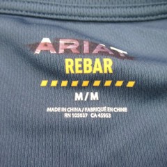 Ariat Shirt Mens Medium Short Sleeve V Neck Outdoors Lightweight Rebar Blue