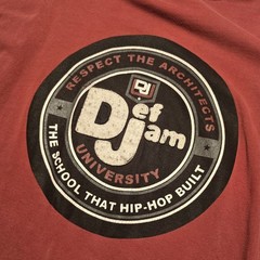Def Jam Recordings ’90s Y2K Rare Red Retro Thrashed Long Sleeve Rap Tee
