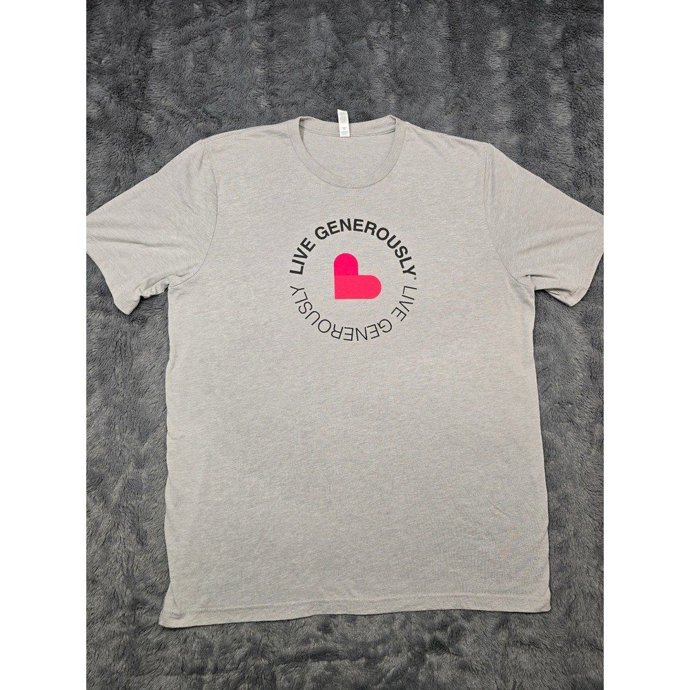 Bella Canvas Mens XL Gray Live Generously Thrivent Heart Graphic T-Shirt 0196