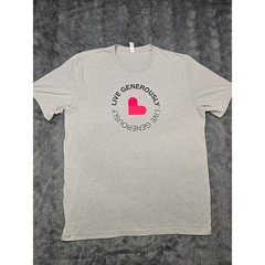 Bella Canvas Mens XL Gray Live Generously Thrivent Heart Graphic T-Shirt 0196