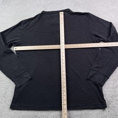 Timberland Henley Shirt Mens XL Black Mini Waffle Long Sleeve Cotton Casual Logo