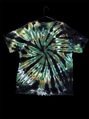 Handmade Forest Spiral Tie Dye T-Shirt Green, Black Gildan Cotton Unisex XL
