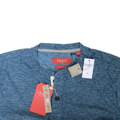 Bruno Milano Mens Long Sleeve Henley Shirt Dark Copenhagen Blue Size Medium