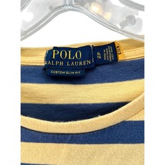 Polo Ralph Lauren XL Custom Slim Fit Navy Yellow Striped 100% Cotton Pony Tshirt