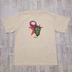 Men’s Loiter × Marvel Green Goblin HUGE Graphic Off White Cotton Shirt Size M