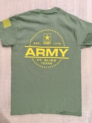 “United States Army Ft Bliss, TX 1775” Double Sided Green T Shirt – Sz XL – NWT