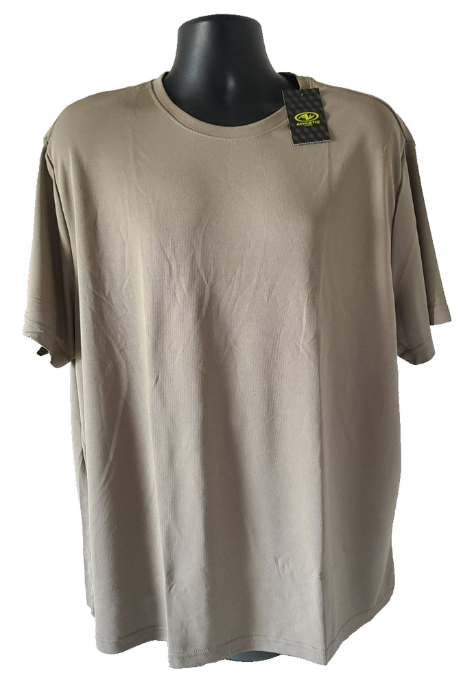 ATHLETIC WORKS Mens T-Shirt SIZE 3XL DriWorks Short Sleeve Taupe NEW WITH TAGS