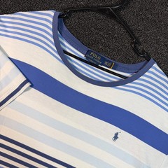 Polo Ralph Lauren Men’s XXL Blue White Striped Classic Fit Short Sleeve T-Shirt