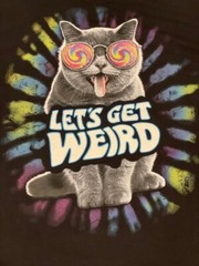 Let’s Get Weird Cat Art Deco Graphic T-shirt DOM Men’s Size XL Black Shirt NWOT