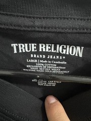 True Religion Men’s T-Shirt Large Blue Tie-Dye Buddha World Tour Logo
