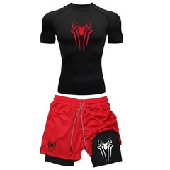 Mens Compression Set Gym Shirt Running Shorts Quick Dry Sportswear