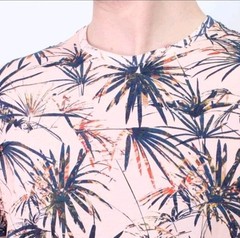 Ted Baker Men’s Yorkii Tropical Tee Shirt Size 2 Short Sleeve Salmon Pull-On