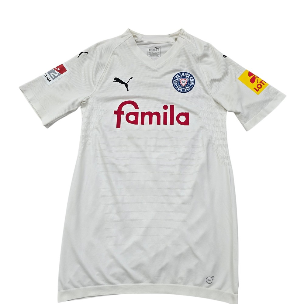 PUMA Men’s White Kieler SV Soccer Jersey Shirt Size L V-Neck Mesh Football