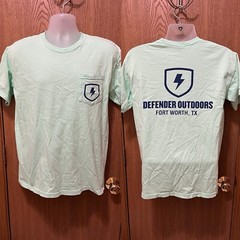 Comfort Colors T-Shirt Medium Pocket Double Sided Teal “Defender Outdoors”