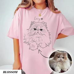 Custom Dog Portrait Photo Comfort Tee Personalized Pet Memorial Gift Shirt