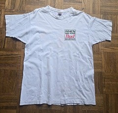 Vintage 1996 Budweiser Born On Date Look At Label White T-Shirt Made USA XL FOTL