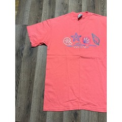 Cal Cru Florida T-Shirt Unisex Medium Coral Pink Adult Embroidered Shells