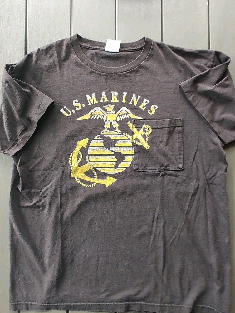 United States Marines Vintage Pocket Shirt Size Large Single Stitch Made in USA