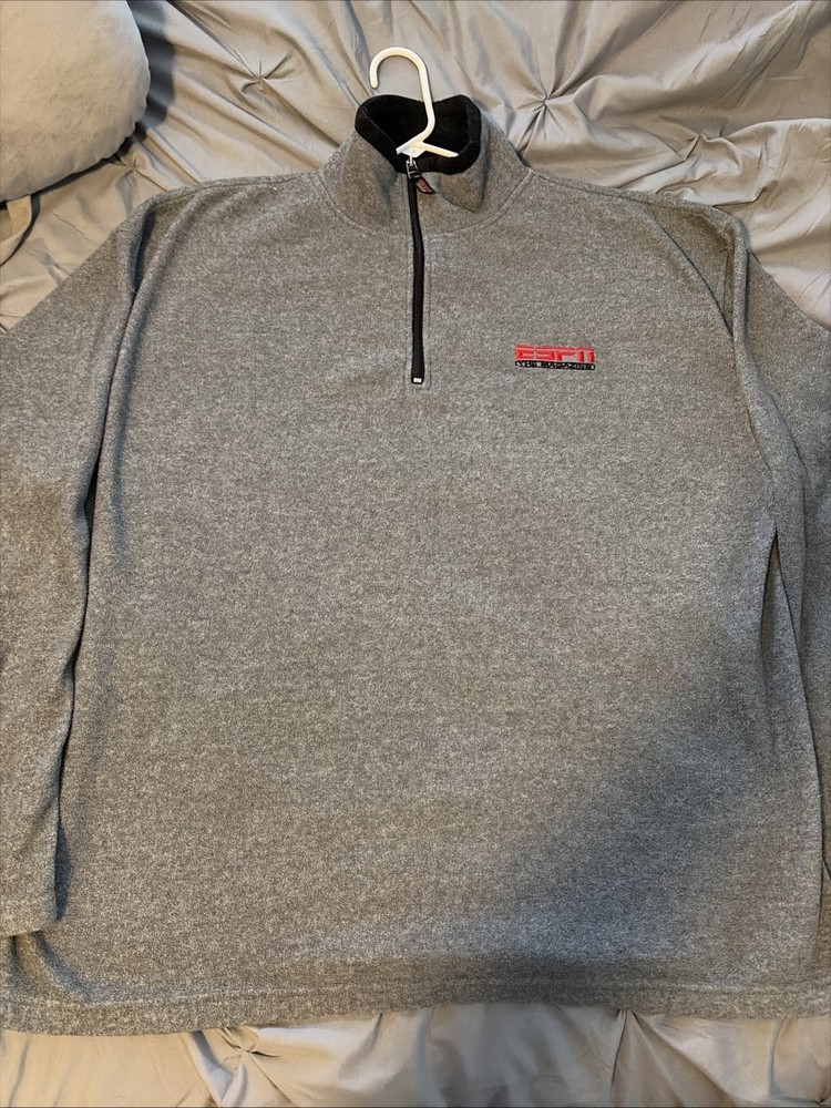 ESPN The Magazine Promo Quarter Zip Fleece ESPN Subscribe XL VTG 2000s RARE Grey