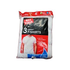 New 2 Packs Men’s Undershirt Tagless T-Shirts White 100 Cotton Size Large