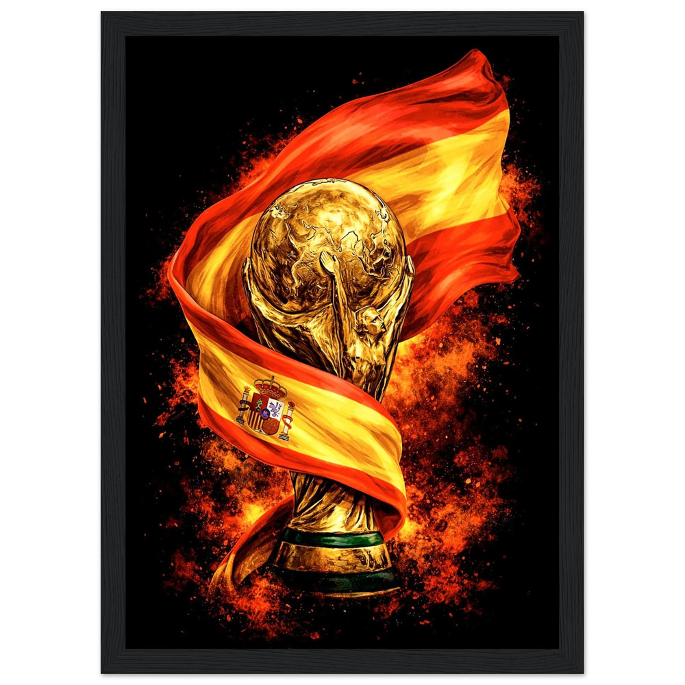España World Cup Semi-Glossy Paper Wooden Framed Poster