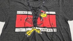 Vintage Illinois State University Redbirds Lace Up Short Sleeve Track Shirt