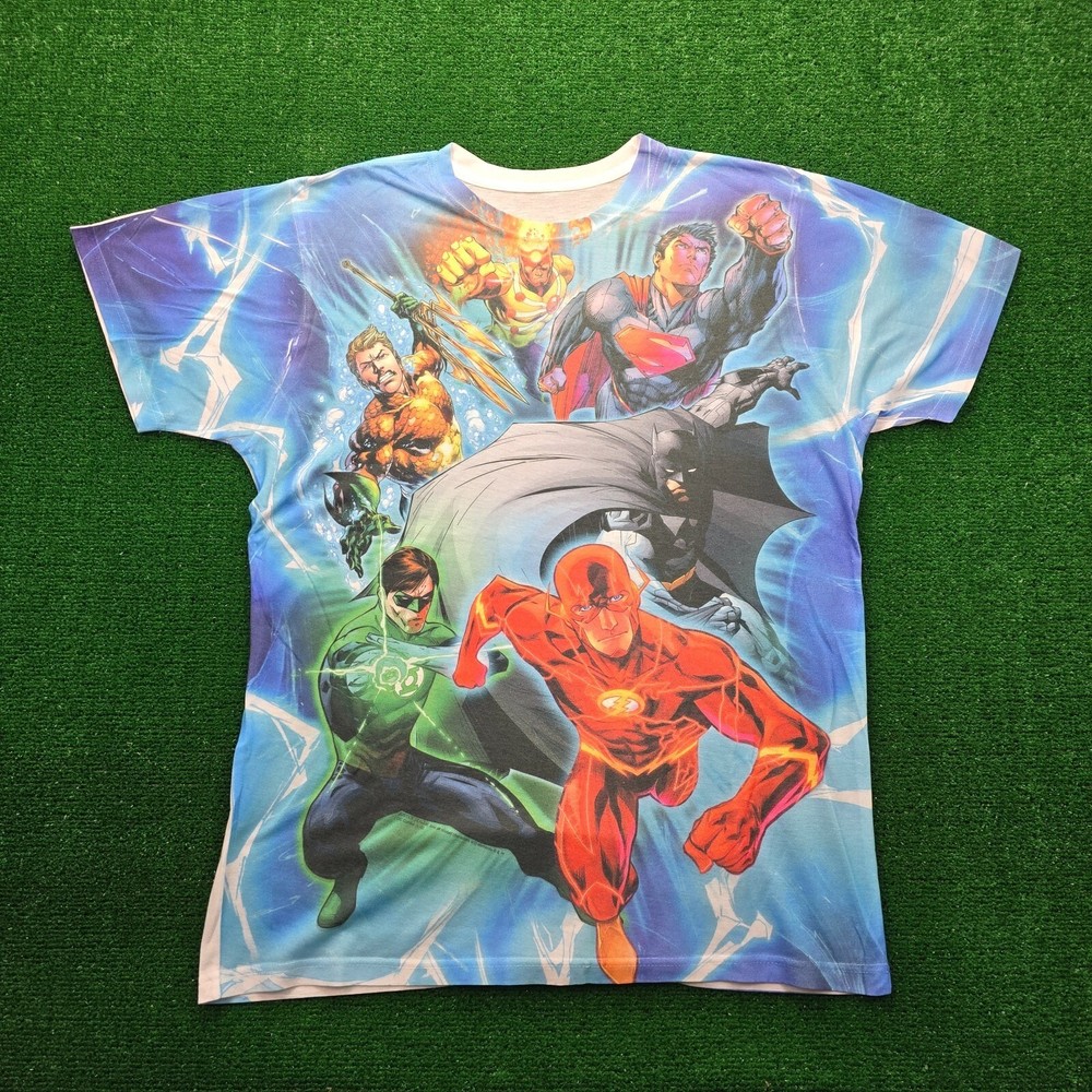 DC Comics Justice League Tshirt Mens Large Superman Batman Flash Green Lantern
