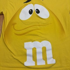 2009 M&Ms Yellow M&M Graphic T Shirt Size Large All Over Print AOP Short Sleeve