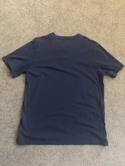 Lands’ End Men’s Navy Blue Henley Short Sleeve Cotton T-Shirt L Button Accent