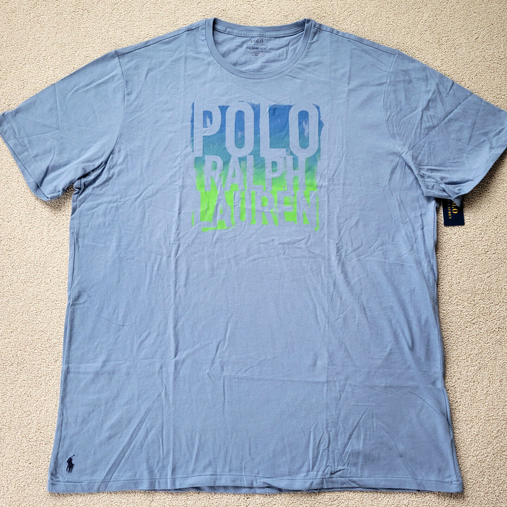Polo Ralph Lauren Mens Ombre Graphic T Shirt Blue Classic Tee Big & Tall 2XB