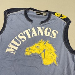 No Boundaries Shirt Mens XL Blue Mustangs Horse Graphic Sleeveless y2k skater