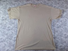 Soffe USA Made XL Beige Basic Tee 50 50 Cotton Poly Short Sleeve Casual Shirt