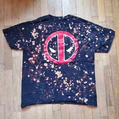 Deadpool Upcycled and Repurposed Reverse Tie Dye Graphic Tee T Shirt