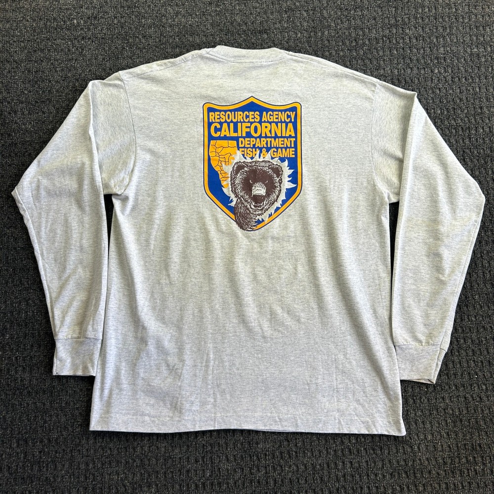 Vintage California Department Fish & Game Long Sleeve Shirt Single Stitch XL USA