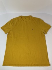 Tommy Hilfiger Men’s Yellow Solid Logo Crew Neck Short Sleeve T-Shirt Large