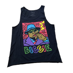 BROOKLYN MINT Biggie Tank Top Shirt Men M Black Graphic Color Hip Hop Retro Tee