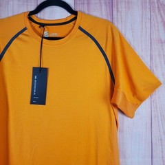 VRST Mens T-Shirt Large Orange Polyester Crew Neck Short Raglan Sleeve Pullover