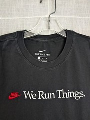 The Nike Tee Shirt Mens Medium Black We Run Things Embroidered Logo Check Swoosh