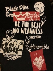 Black Pike men’s all seasons T shirt graphic printed black red white M cott blen