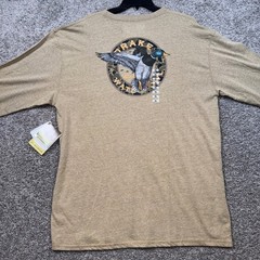 Drake Waterfowl Long Sleeve Pocket T-Shirt Men Circle Mallard Graphic Tan XL NEW