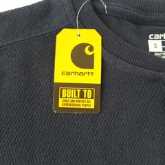 NWT Carhartt SMALL Relaxed Fit Heavyweight L/S Henley Pocket Thermal Shirt Navy