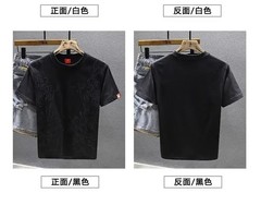 Men’s Summer Casual Short Sleeve T-Shirt Dragon Embroidery Slim Fit O-Neck Top