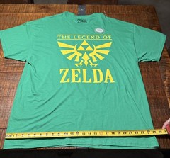 The Legend of Zelda Size 2XL Green Shirt Gold Triforce Nintendo Seal Sticker NEW