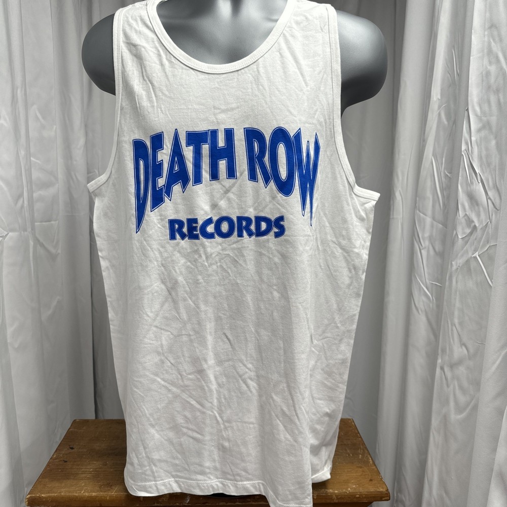Death Row Records Men’s L White Muscle Tank Shirt Graphic On Both Sides