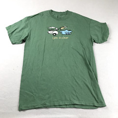 Life is Crap Shirt Mens Large Green Cotton Crew Neck Short Sleeve Tee
