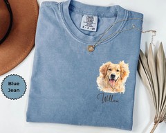 Custom Pet Portrait Comfort Tee Personalized Dog Cat Photo Shirt Gift